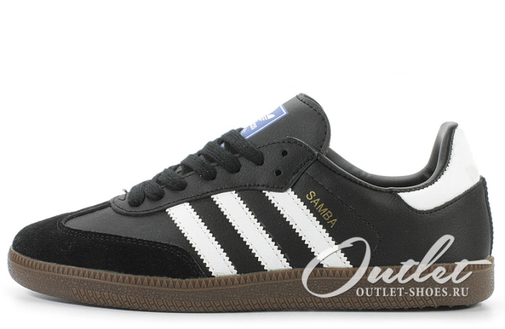 Кроссовки Adidas Samba OG Black White Gum B75807 черные, кожаные