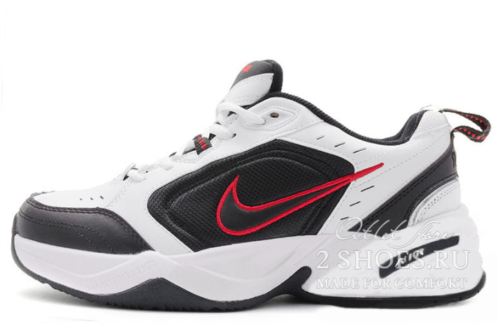 Кроссовки Nike Air Monarch 4 (IV) Winter White Black Red  белые, кожаные