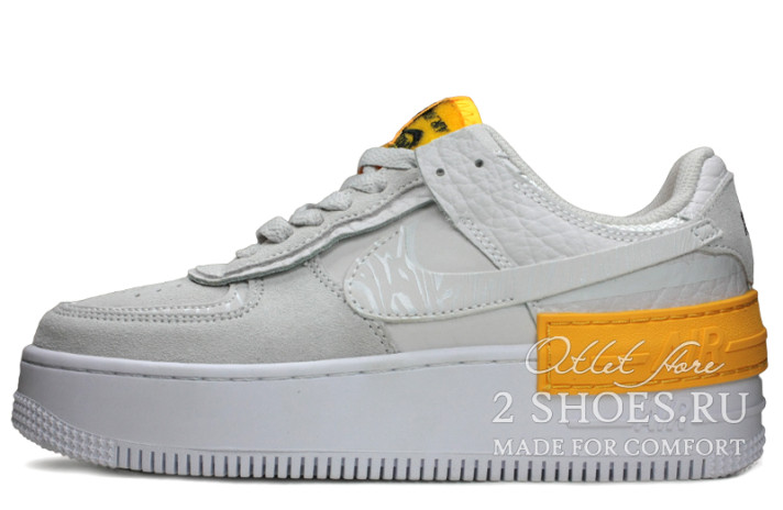 Кроссовки Nike Air Force 1 Low Shadow Vast Grey Laser Orange CU3446-001 серые