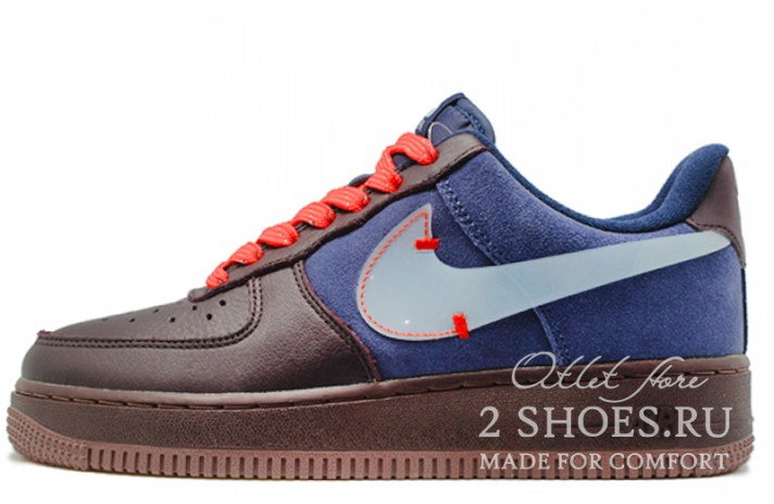 Кроссовки Nike Air Force 1 Low Premium Burgundy Ash Blue CQ6367-600 синие, коричневые