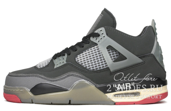 Кроссовки Nike Air Jordan 4 (IV) Off White Bred  черные