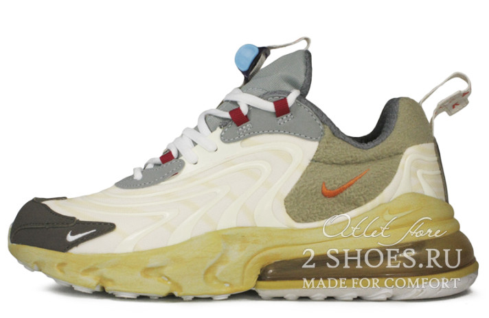 Кроссовки Nike Air Max 270 React Eng Travis Scott Cactus Trails  бежевые