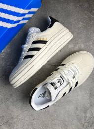 Кроссовки Adidas Gazelle Bold White Black живое фото 2